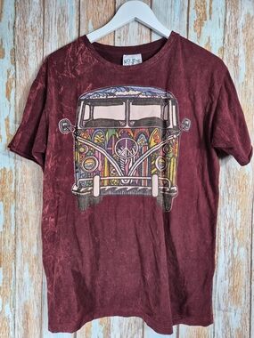Women's No Time Burgundy Graphic VW Bus T-Shirt